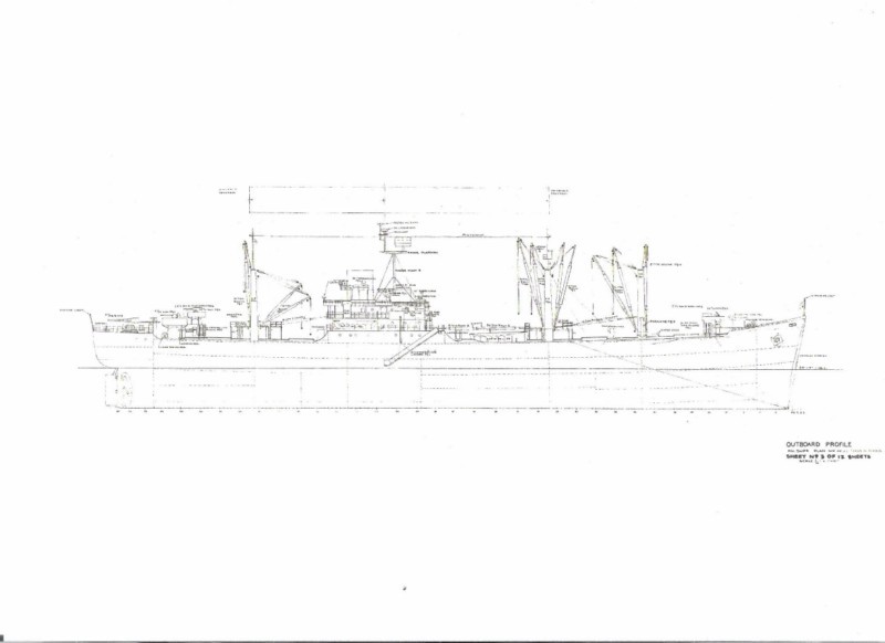 USS Merkury AKS-20 (liberty ships) laminátový trup modelu lodě